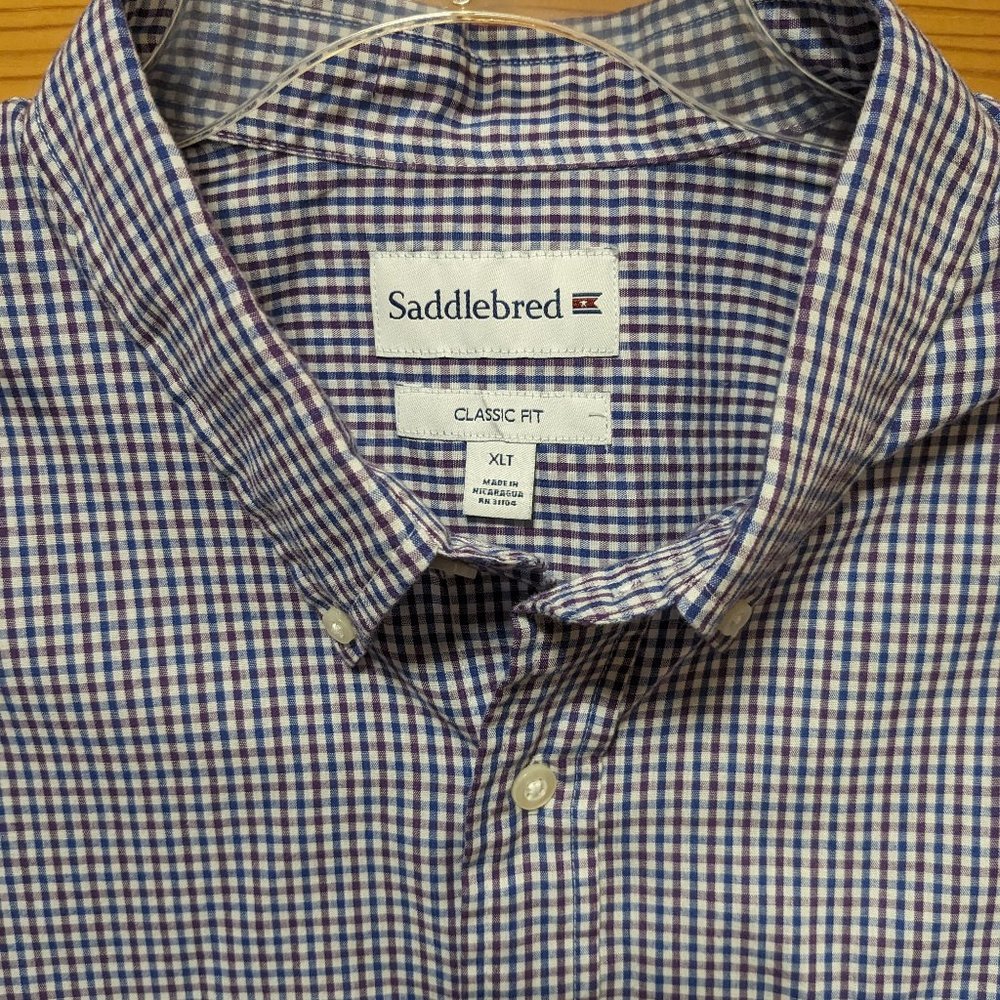 Men's Saddlebred Short Sleeve Shirt, Blue & Red Plaid
